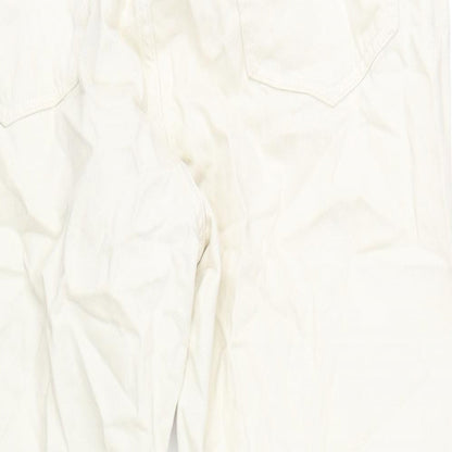 Pull&Bear Womens Ivory Cotton Straight Jeans Size 36 in L27 in Regular Zip