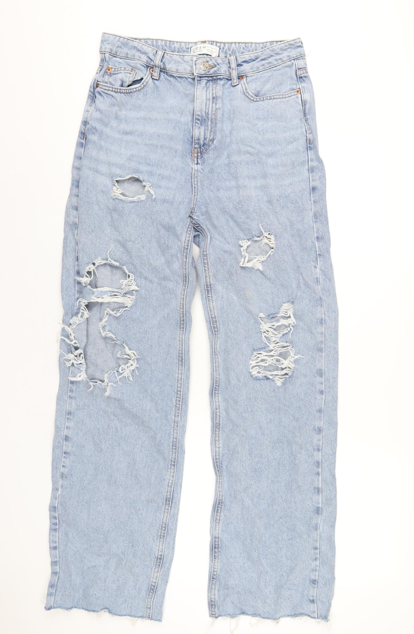 Denim & Co. Womens Blue Cotton Straight Jeans Size 12 L32 in Regular Zip