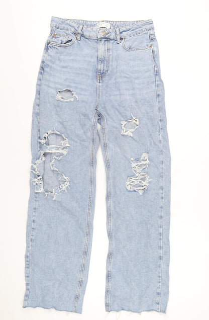 Denim & Co. Womens Blue Cotton Straight Jeans Size 12 L32 in Regular Zip