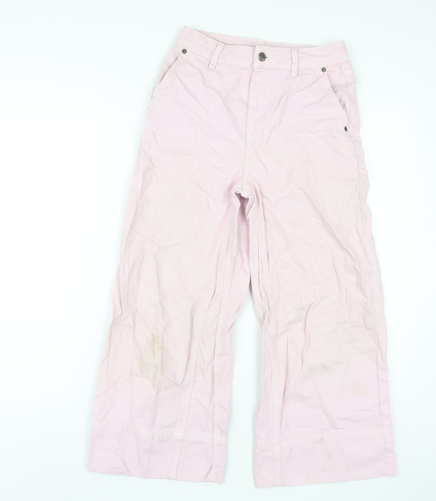 Topshop Womens Pink Polyester Wide-Leg Jeans Size 26 in L32 in Regular Zip