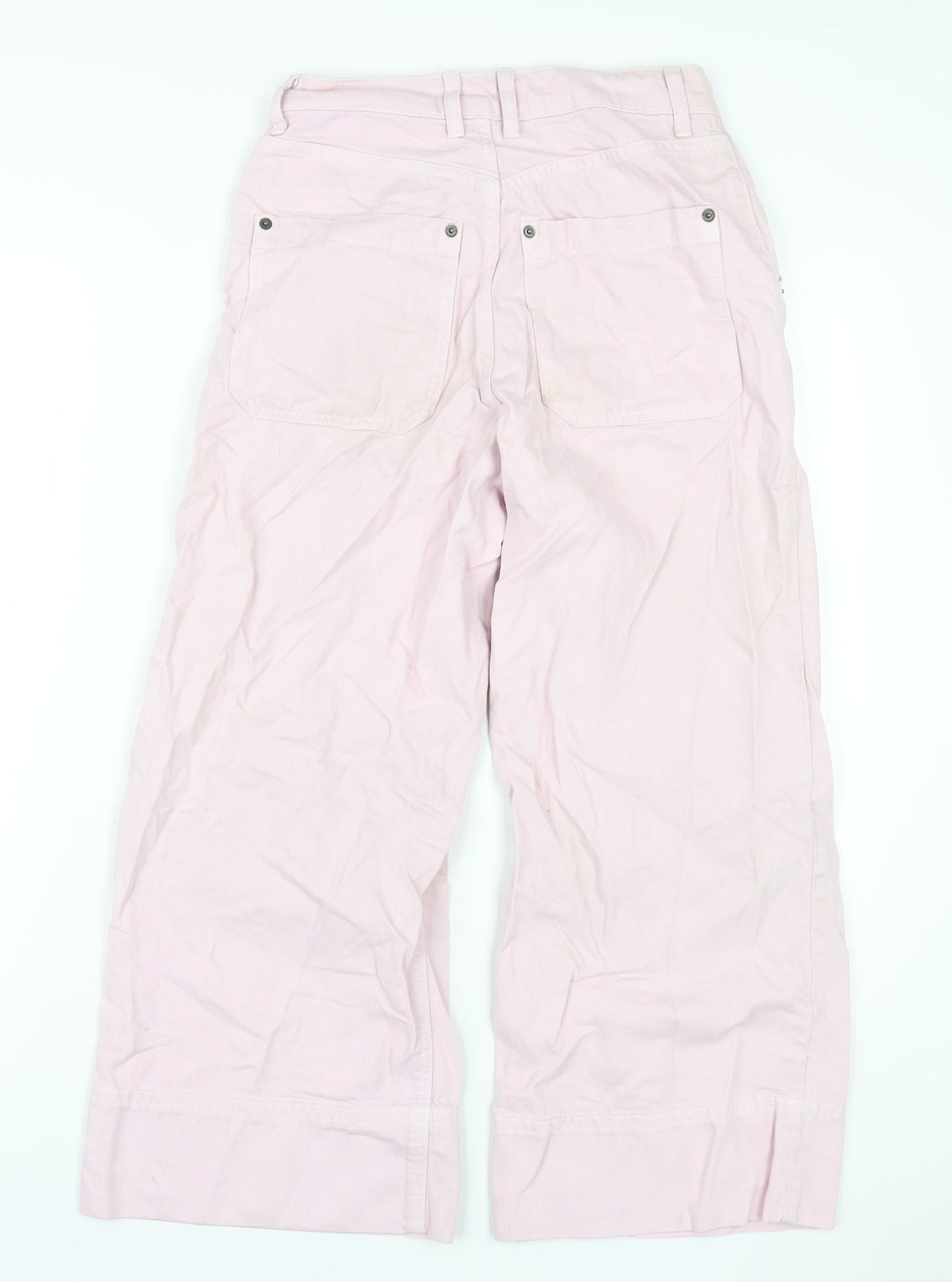 Topshop Womens Pink Polyester Wide-Leg Jeans Size 26 in L32 in Regular Zip