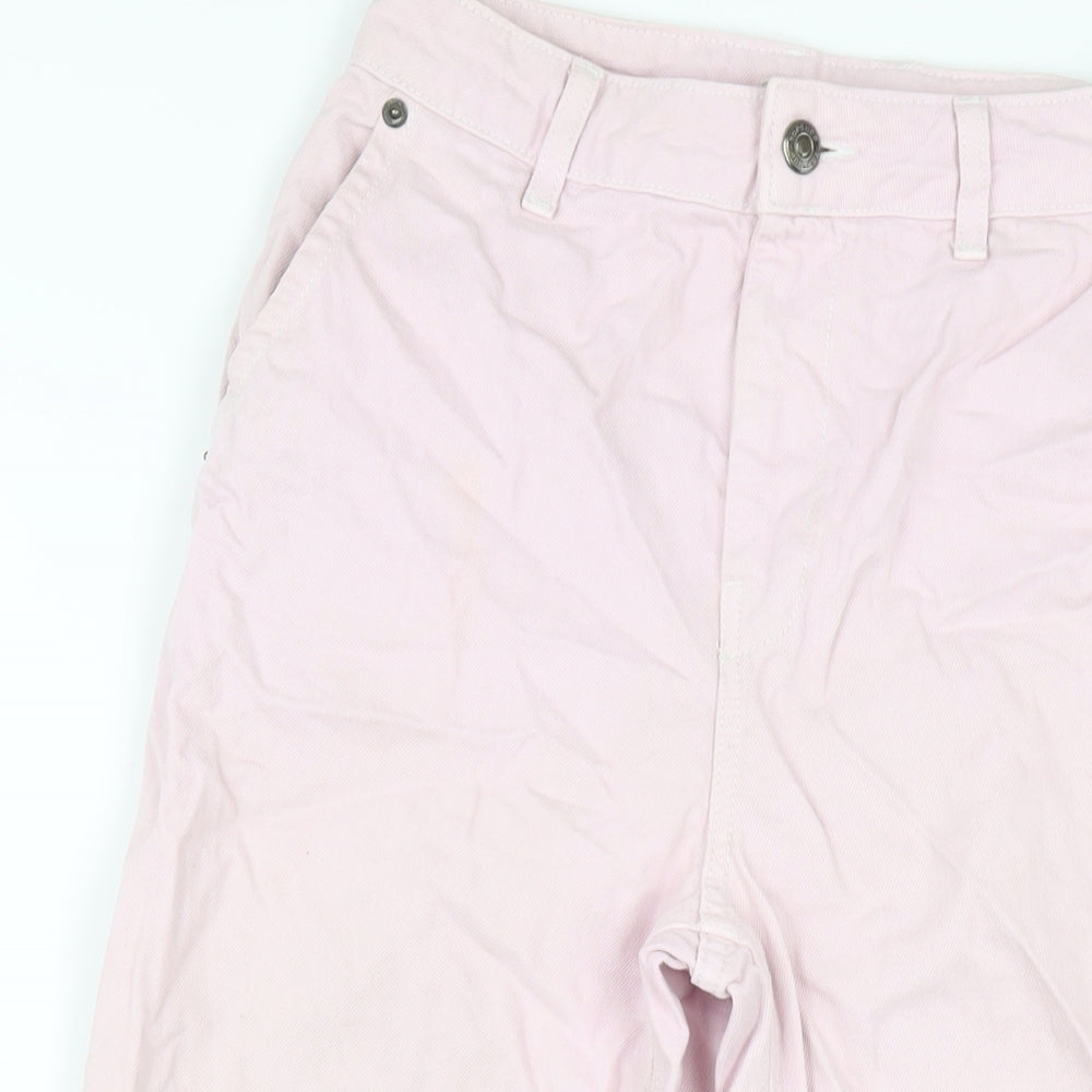 Topshop Womens Pink Polyester Wide-Leg Jeans Size 26 in L32 in Regular Zip