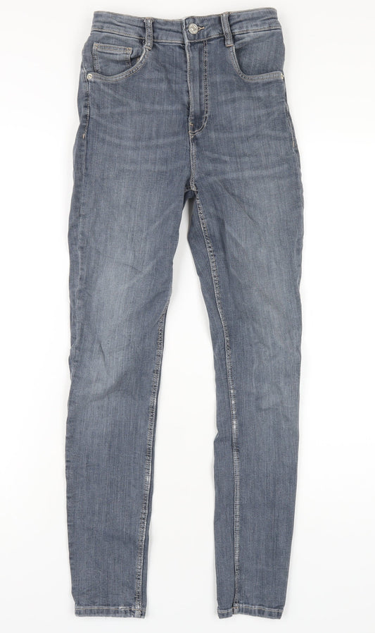 Zara Womens Blue Cotton Skinny Jeans Size 6 L29 in Regular Zip