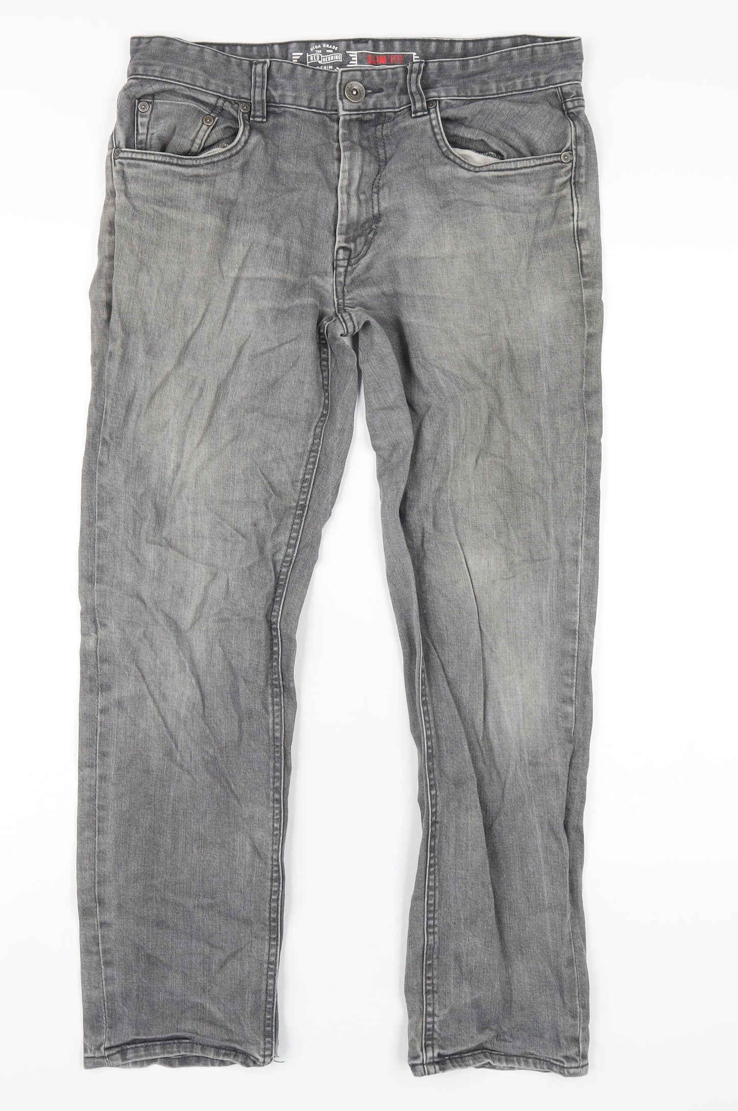 Mens UK Size 32 in Red Herring Regular Fit Straight Grey Jeans