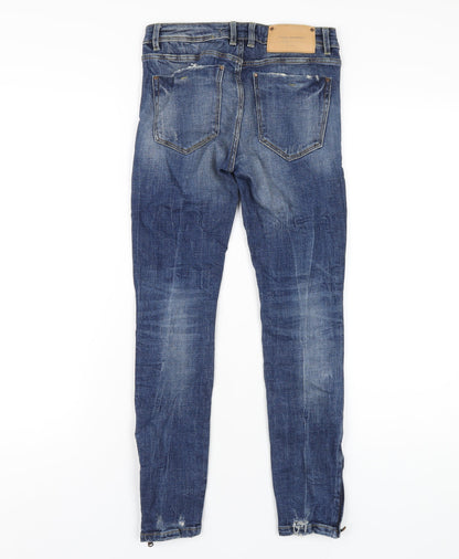 Zara Womens Blue Cotton Skinny Jeans Size 6 L26 in Regular Zip