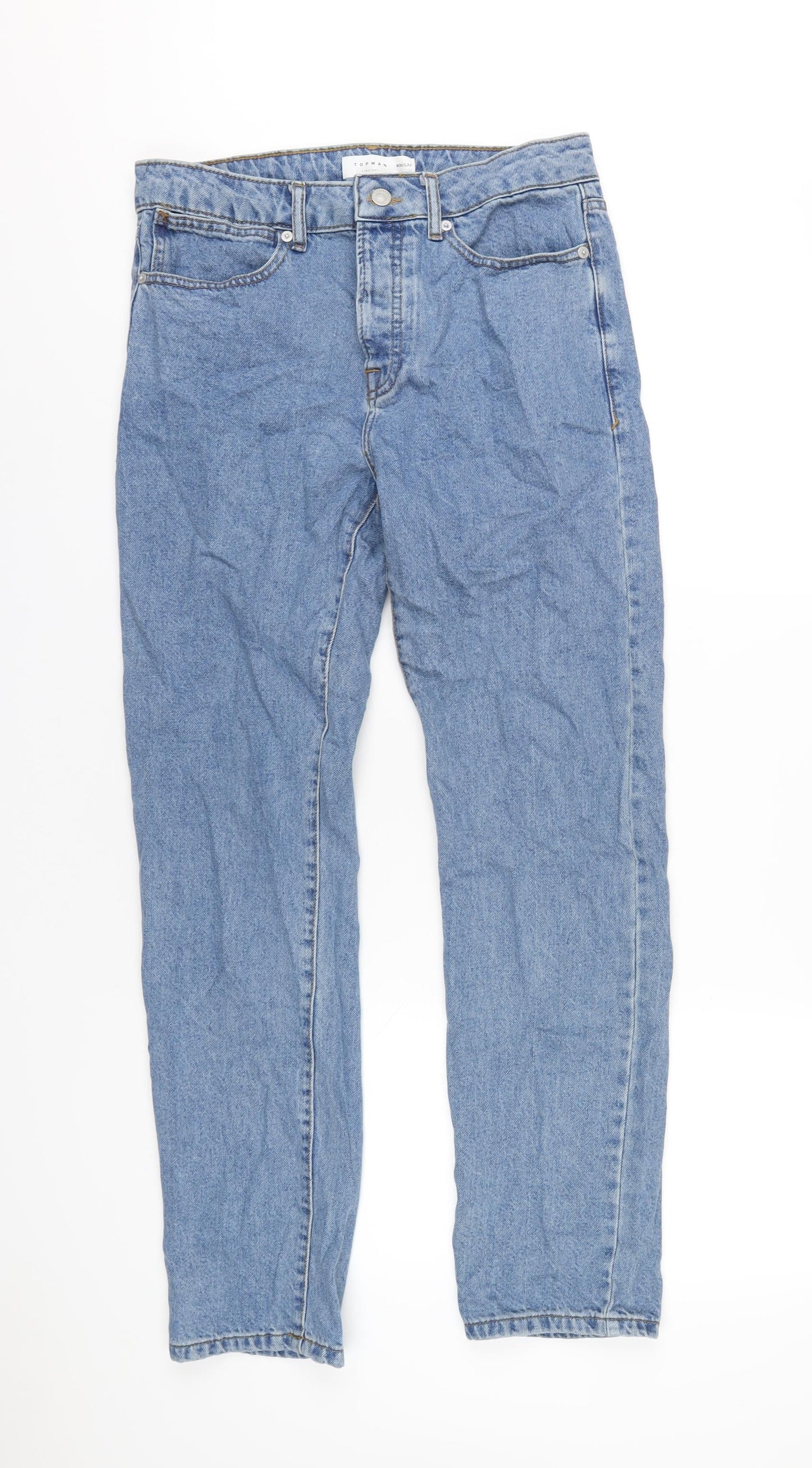 Mens UK Size 30 in Topman Regular Fit Straight Blue Jeans