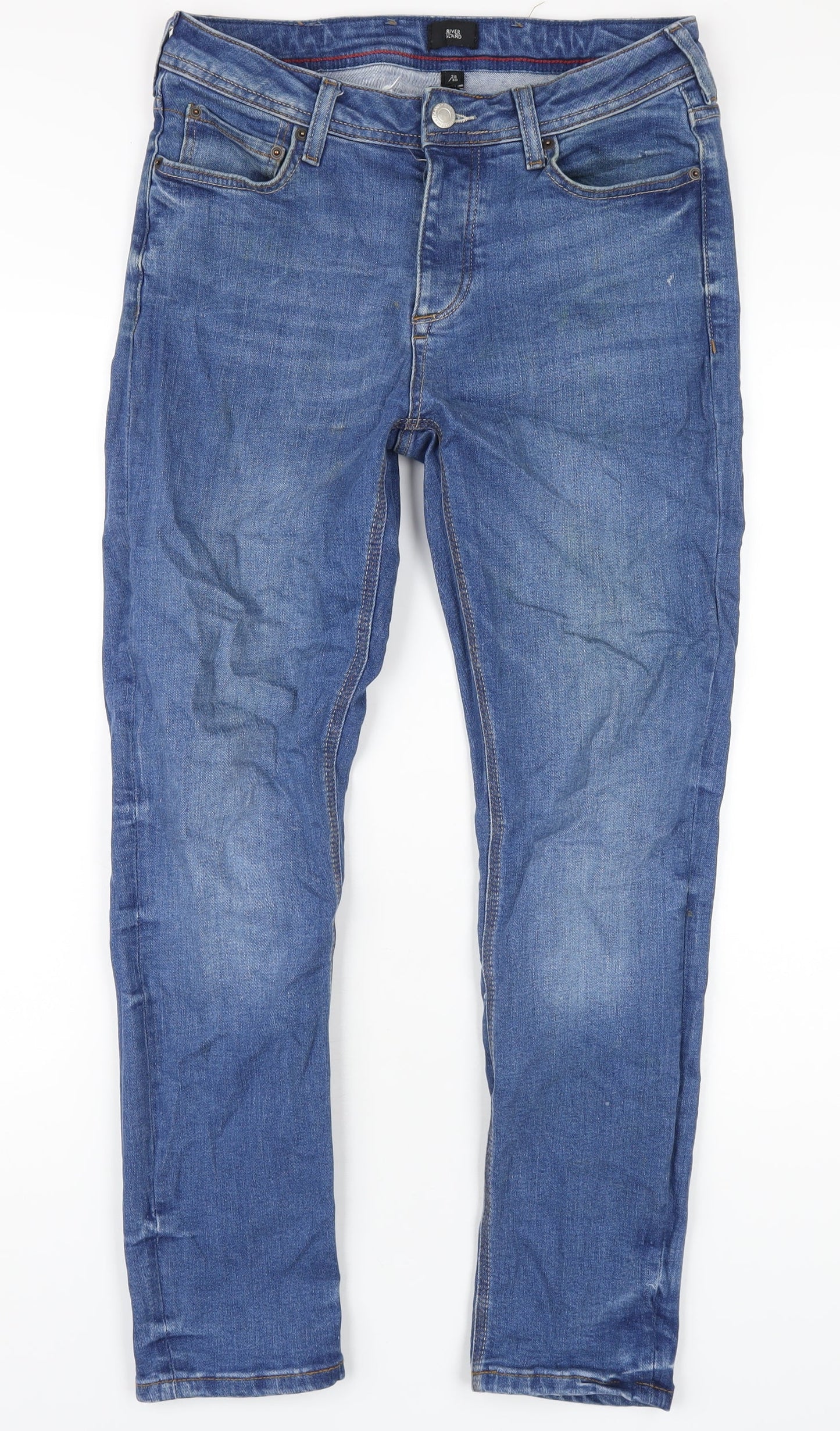 Mens UK Size 28 in River Island Regular Fit Skinny Blue Jeans