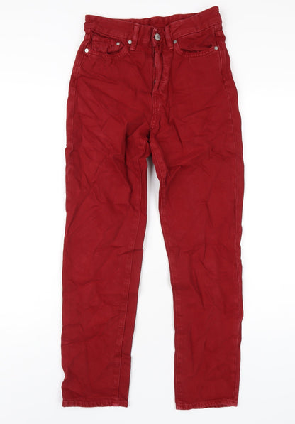 Womens UK Size 25 in H&M Regular Fit Straight Red Jeans