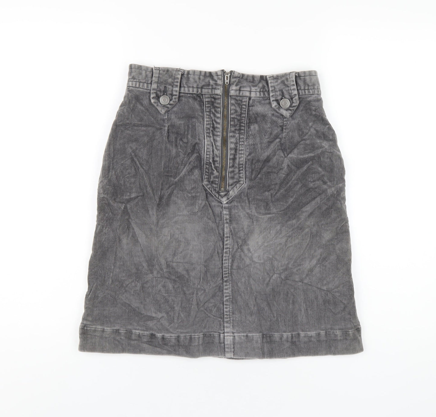 Great Plains Womens Grey Cotton A-Line Skirt Size 10 Zip