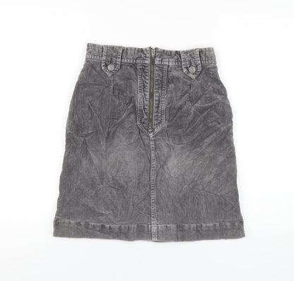 Great Plains Womens Grey Cotton A-Line Skirt Size 10 Zip