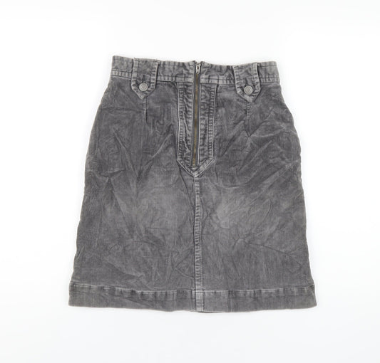 Great Plains Womens Grey Cotton A-Line Skirt Size 10 Zip