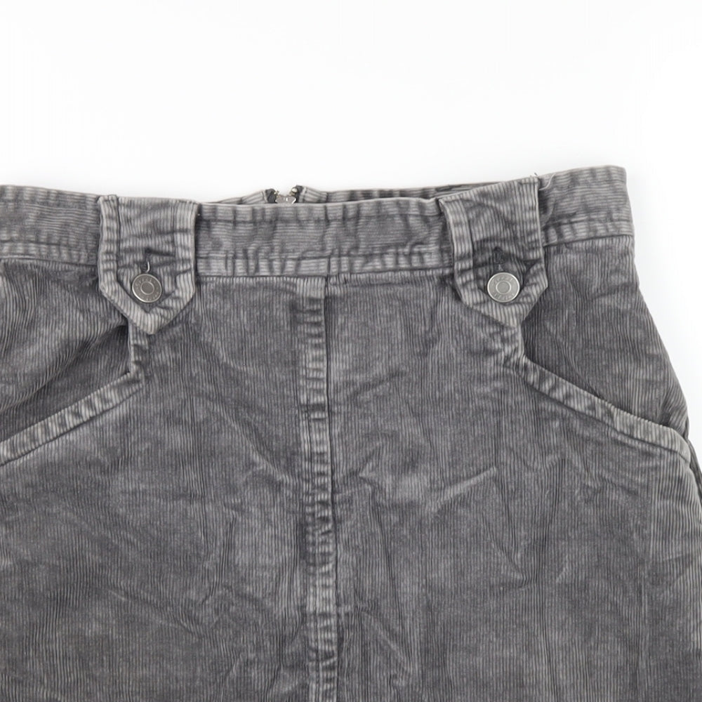 Great Plains Womens Grey Cotton A-Line Skirt Size 10 Zip