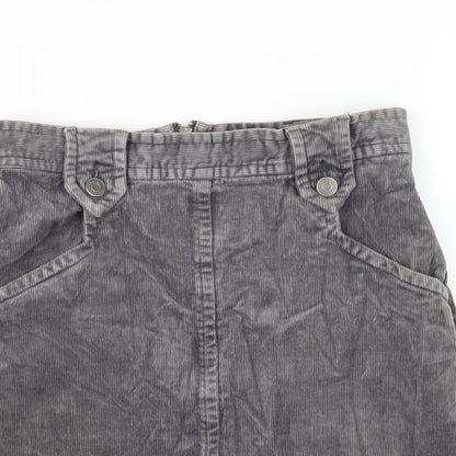 Great Plains Womens Grey Cotton A-Line Skirt Size 10 Zip