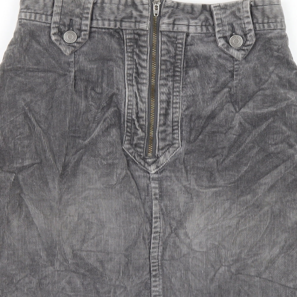 Great Plains Womens Grey Cotton A-Line Skirt Size 10 Zip