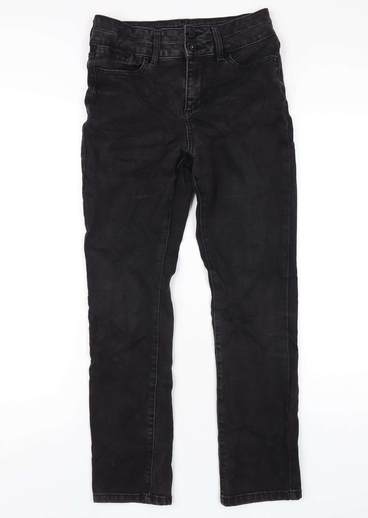 F&F Womens Black Cotton Straight Jeans Size 28 in L28 in Regular Zip
