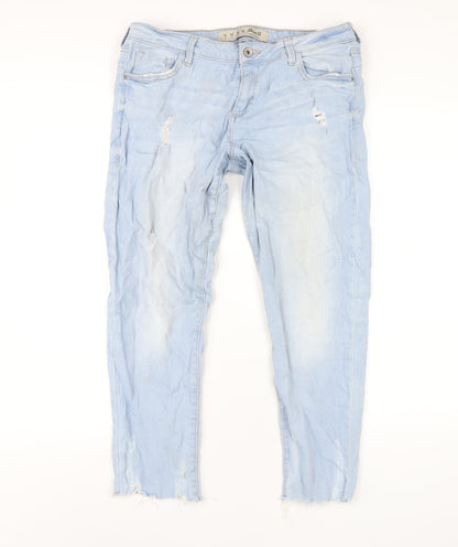 Denim & Co. Womens Blue Cotton Straight Jeans Size 14 L27 in Regular Zip