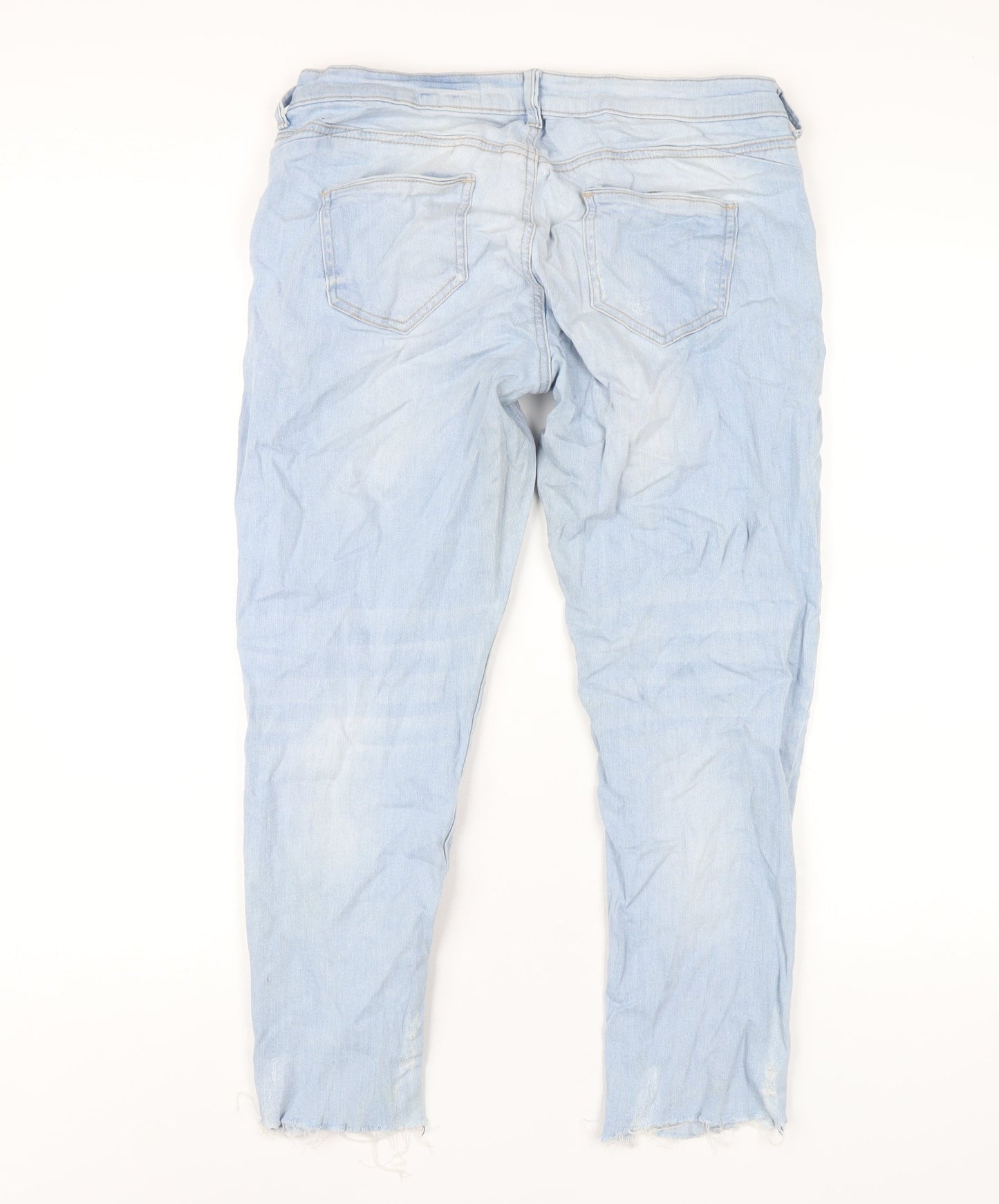 Denim & Co. Womens Blue Cotton Straight Jeans Size 14 L27 in Regular Zip