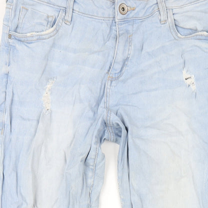 Denim & Co. Womens Blue Cotton Straight Jeans Size 14 L27 in Regular Zip