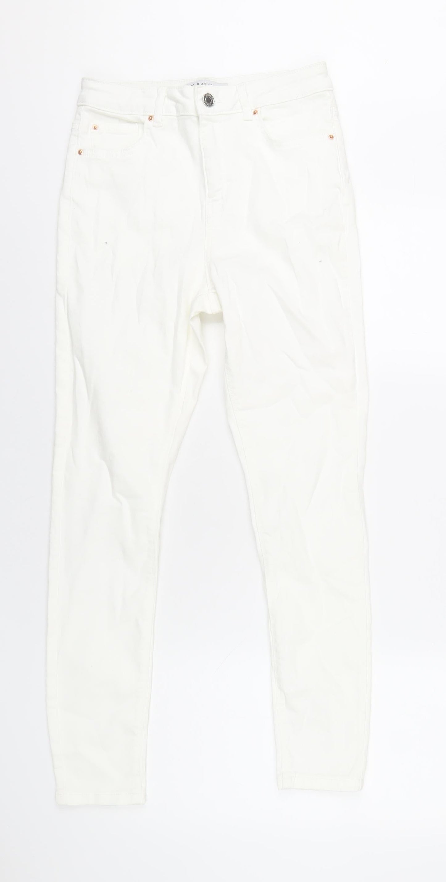 Denim & Co. Womens White Cotton Skinny Jeans Size 12 L28 in Regular Zip