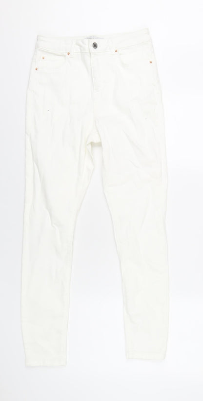 Denim & Co. Womens White Cotton Skinny Jeans Size 12 L28 in Regular Zip