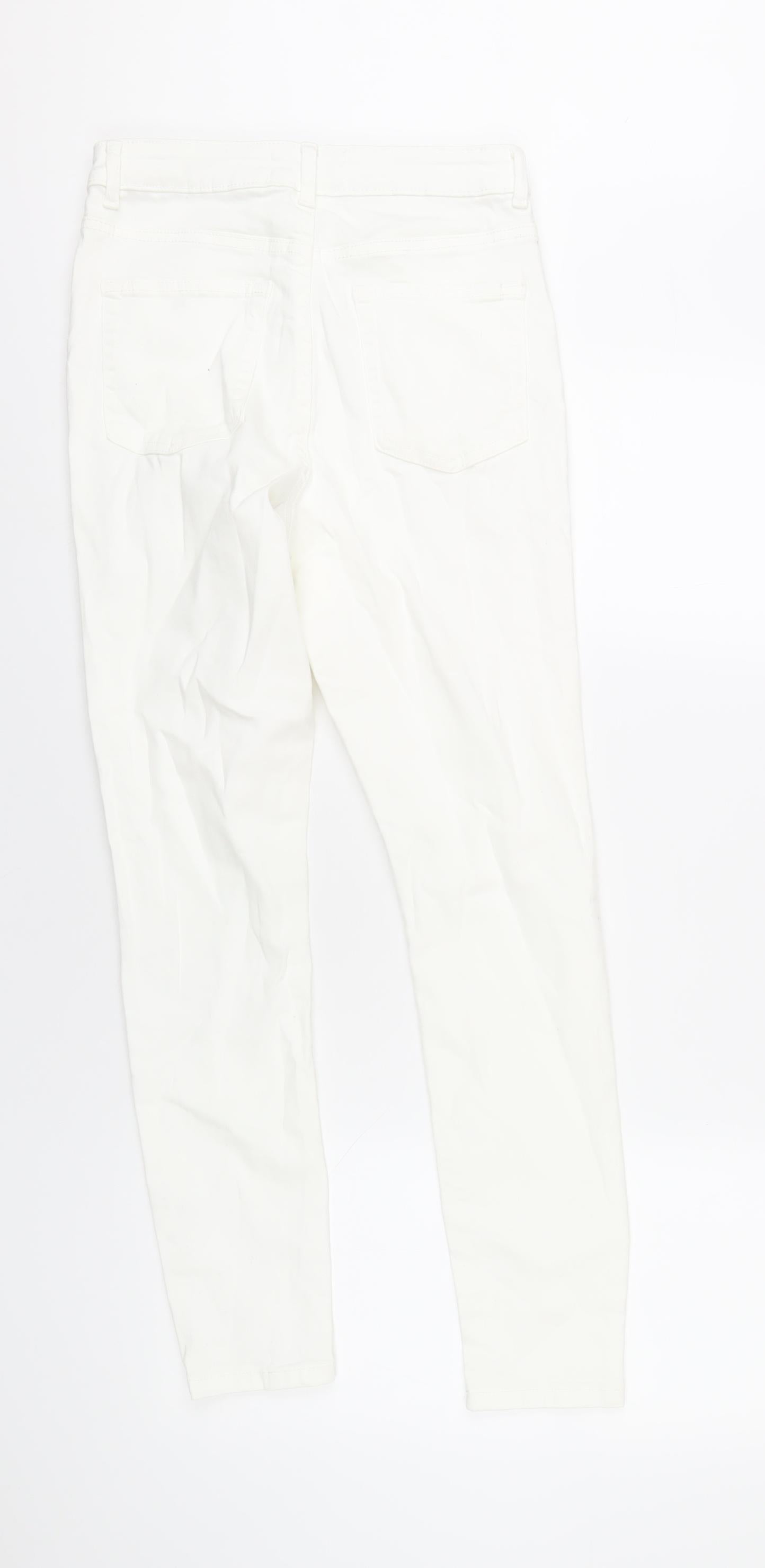 Denim & Co. Womens White Cotton Skinny Jeans Size 12 L28 in Regular Zip
