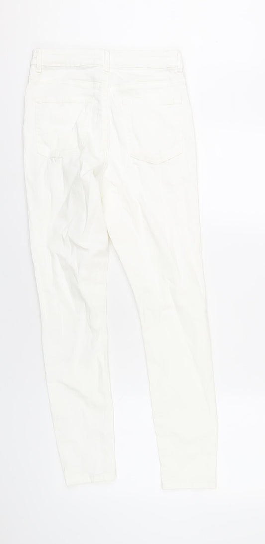 Denim & Co. Womens White Cotton Skinny Jeans Size 12 L28 in Regular Zip