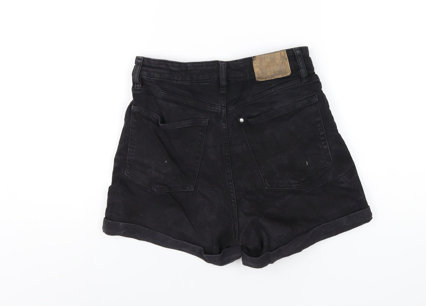 H&M Womens Black Cotton Mom Shorts Size 8 Regular Zip