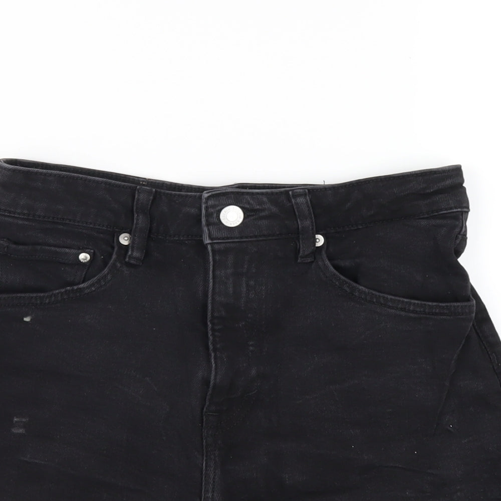 H&M Womens Black Cotton Mom Shorts Size 8 Regular Zip