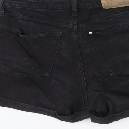 H&M Womens Black Cotton Mom Shorts Size 8 Regular Zip