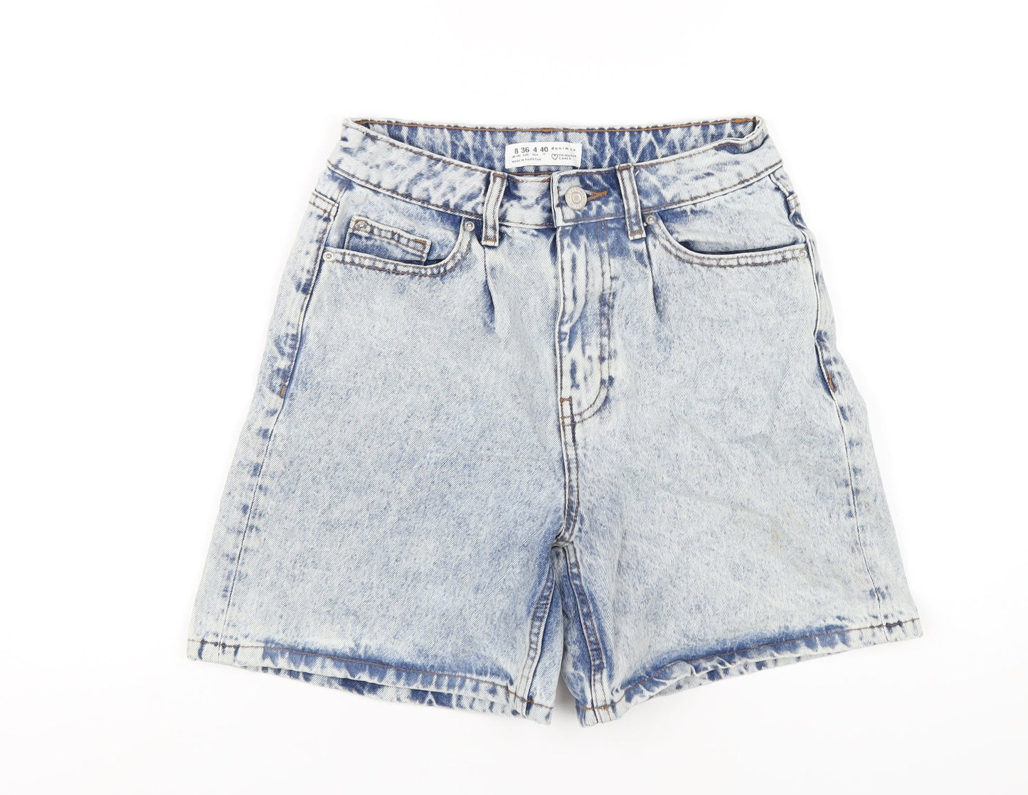 Denim & Co. Womens Blue Cotton Bermuda Shorts Size 8 L6 in Regular Zip