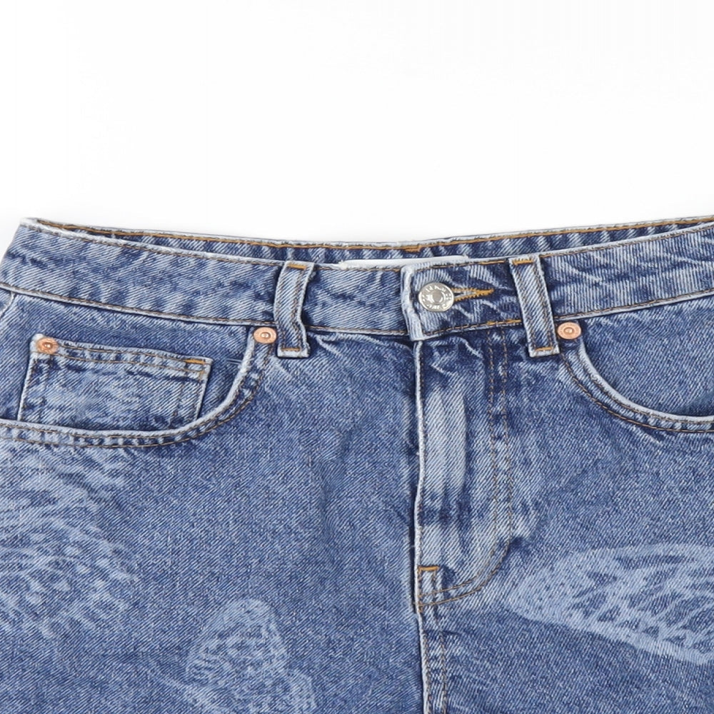 Denim & Co. Womens Blue Cotton Cut-Off Shorts Size 8 Regular Zip