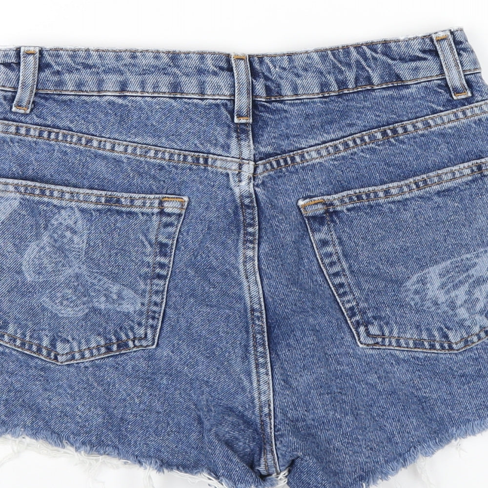 Denim & Co. Womens Blue Cotton Cut-Off Shorts Size 8 Regular Zip