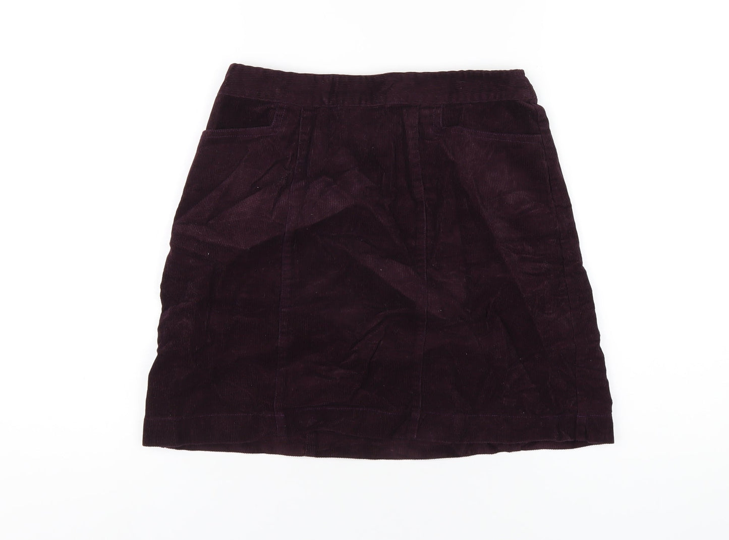 Oasis Womens Purple Cotton A-Line Skirt Size 8 Zip