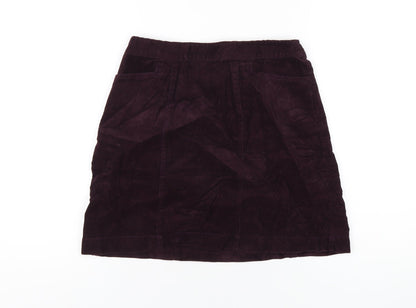 Oasis Womens Purple Cotton A-Line Skirt Size 8 Zip