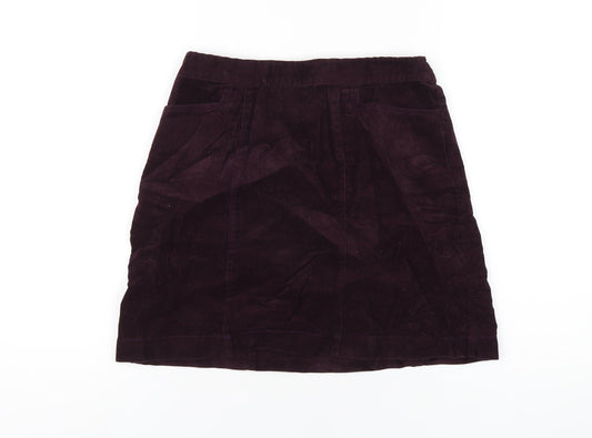 Oasis Womens Purple Cotton A-Line Skirt Size 8 Zip