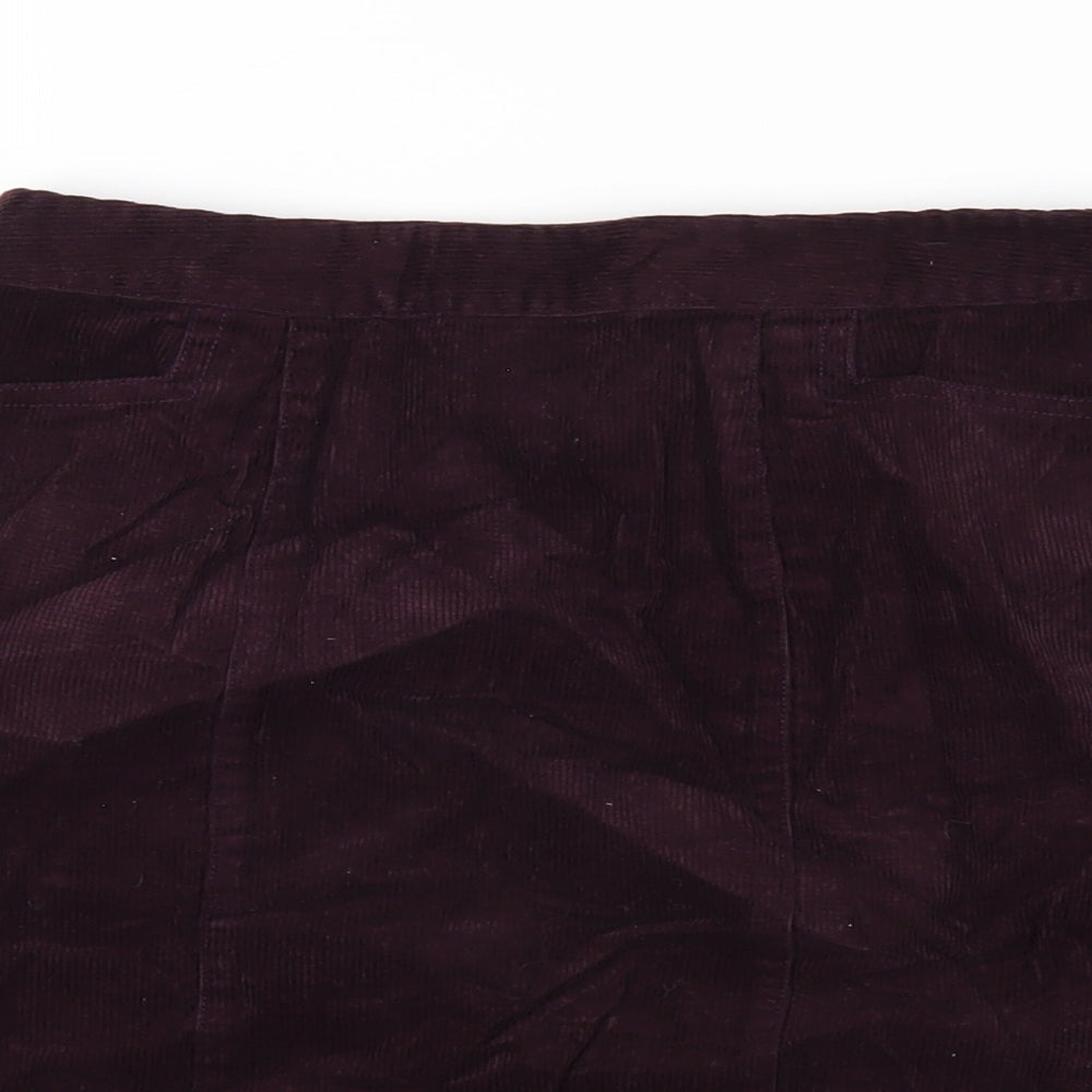 Oasis Womens Purple Cotton A-Line Skirt Size 8 Zip