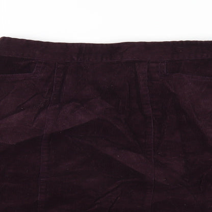 Oasis Womens Purple Cotton A-Line Skirt Size 8 Zip