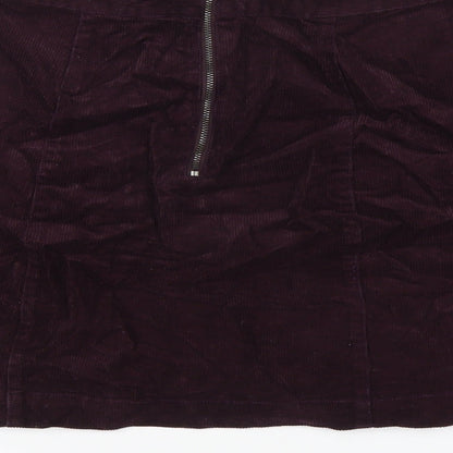 Oasis Womens Purple Cotton A-Line Skirt Size 8 Zip