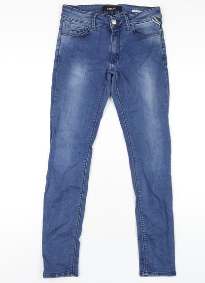 Replay Womens Blue Cotton Skinny Jeans Size 30 in L30 in Regular Zip