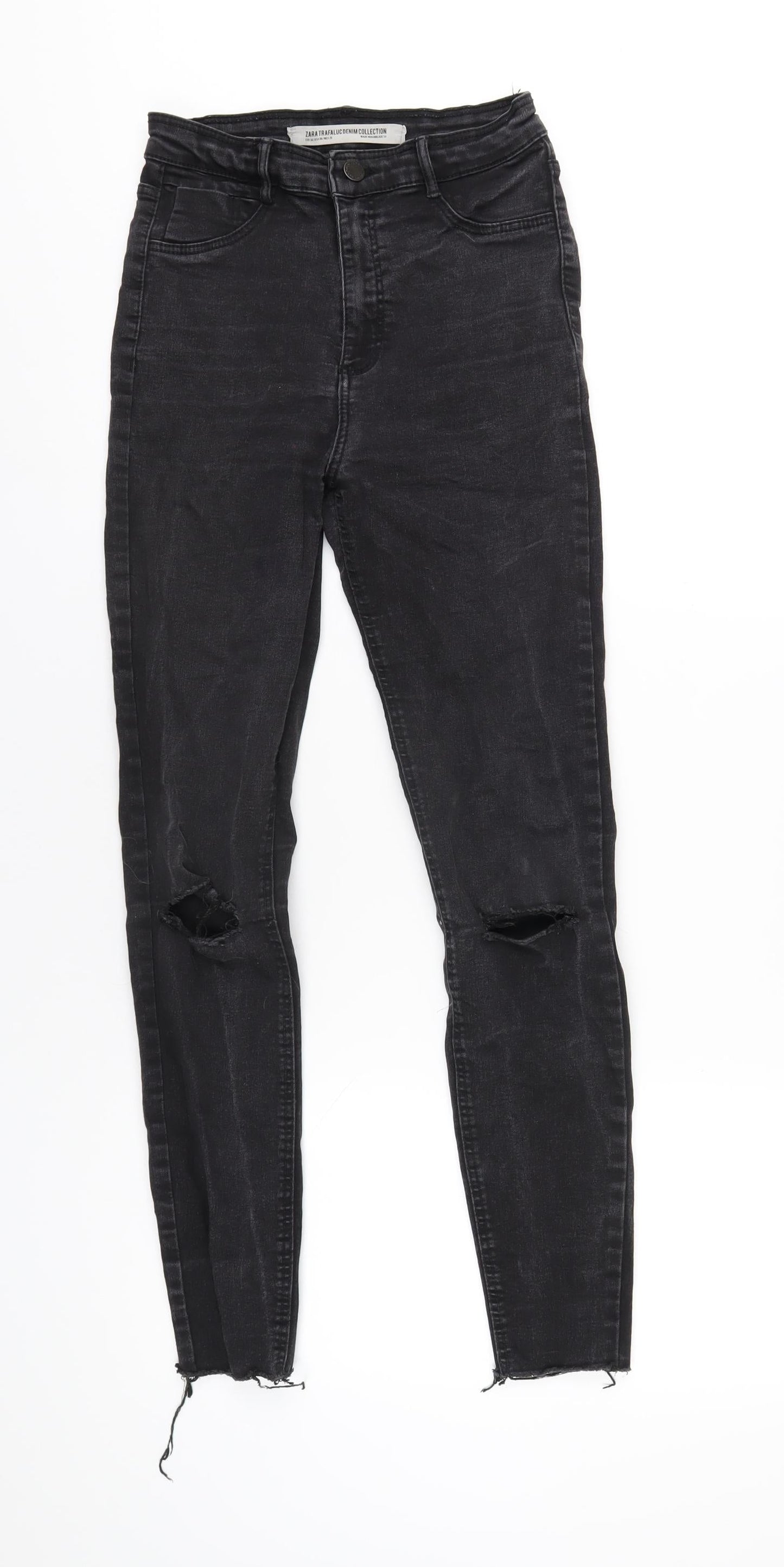 Zara Womens Black Cotton Skinny Jeans Size 8 L28 in Regular Zip