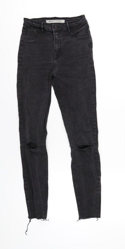 Zara Womens Black Cotton Skinny Jeans Size 8 L28 in Regular Zip