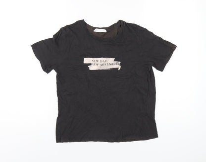 Womens UK Size S Mango Black Basic T-Shirt