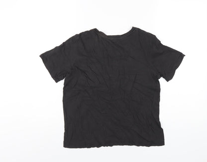 Womens UK Size S Mango Black Basic T-Shirt