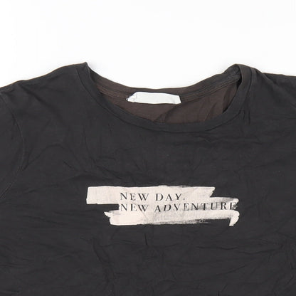 Womens UK Size S Mango Black Basic T-Shirt