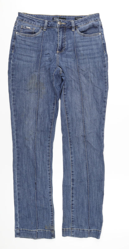French Dressing Womens Blue Cotton Straight Jeans Size 10 L32 in Regular Zip