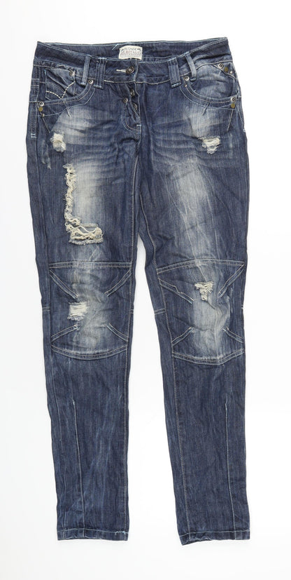 Blonde Heritage Womens Blue Cotton Straight Jeans Size 8 L32 in Regular Button