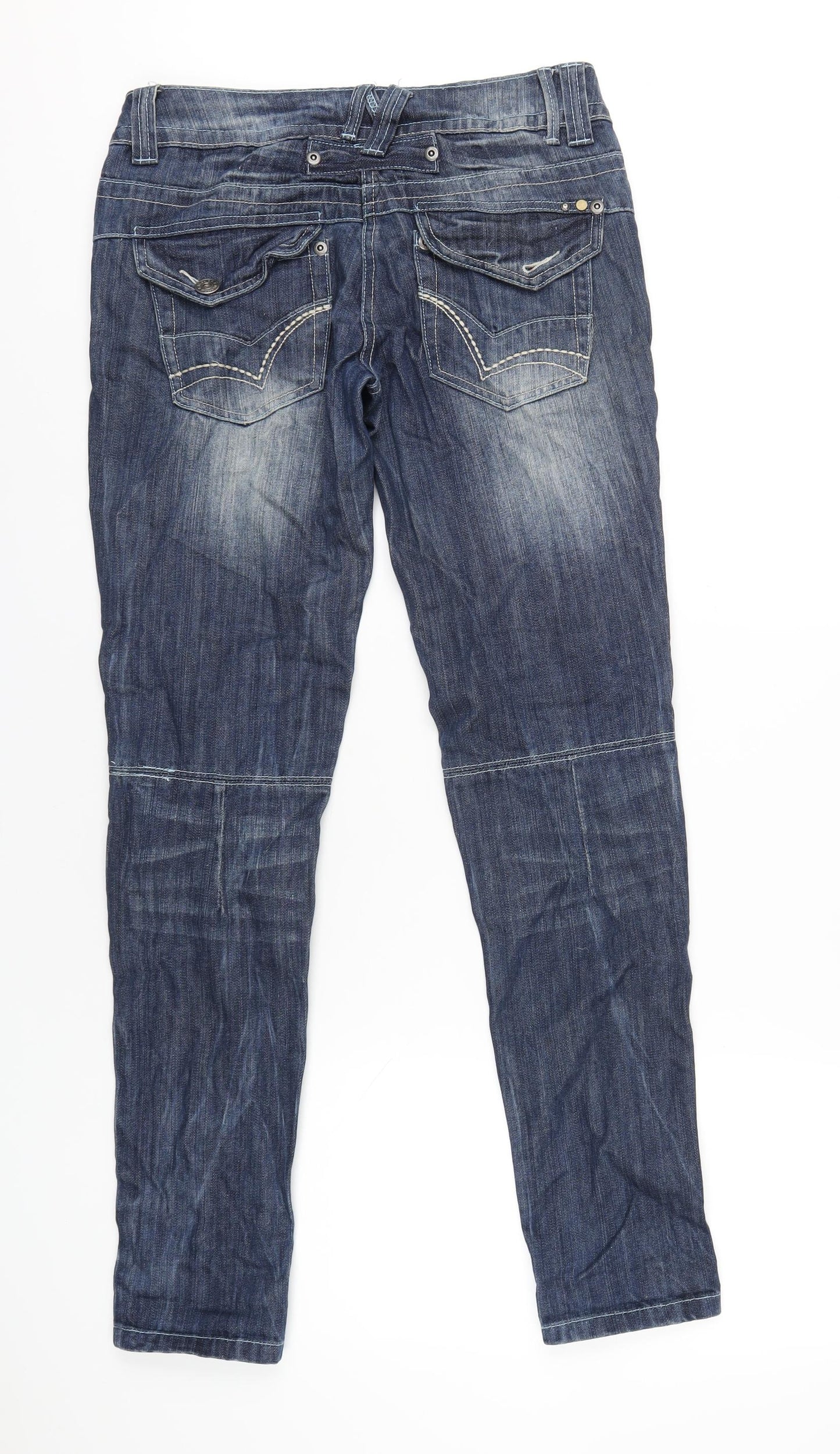 Blonde Heritage Womens Blue Cotton Straight Jeans Size 8 L32 in Regular Button