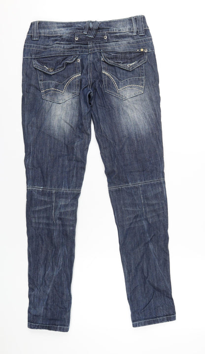 Blonde Heritage Womens Blue Cotton Straight Jeans Size 8 L32 in Regular Button