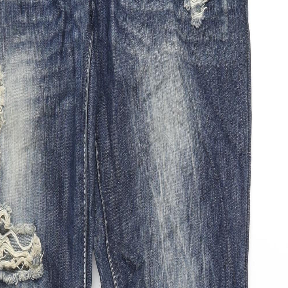 Blonde Heritage Womens Blue Cotton Straight Jeans Size 8 L32 in Regular Button