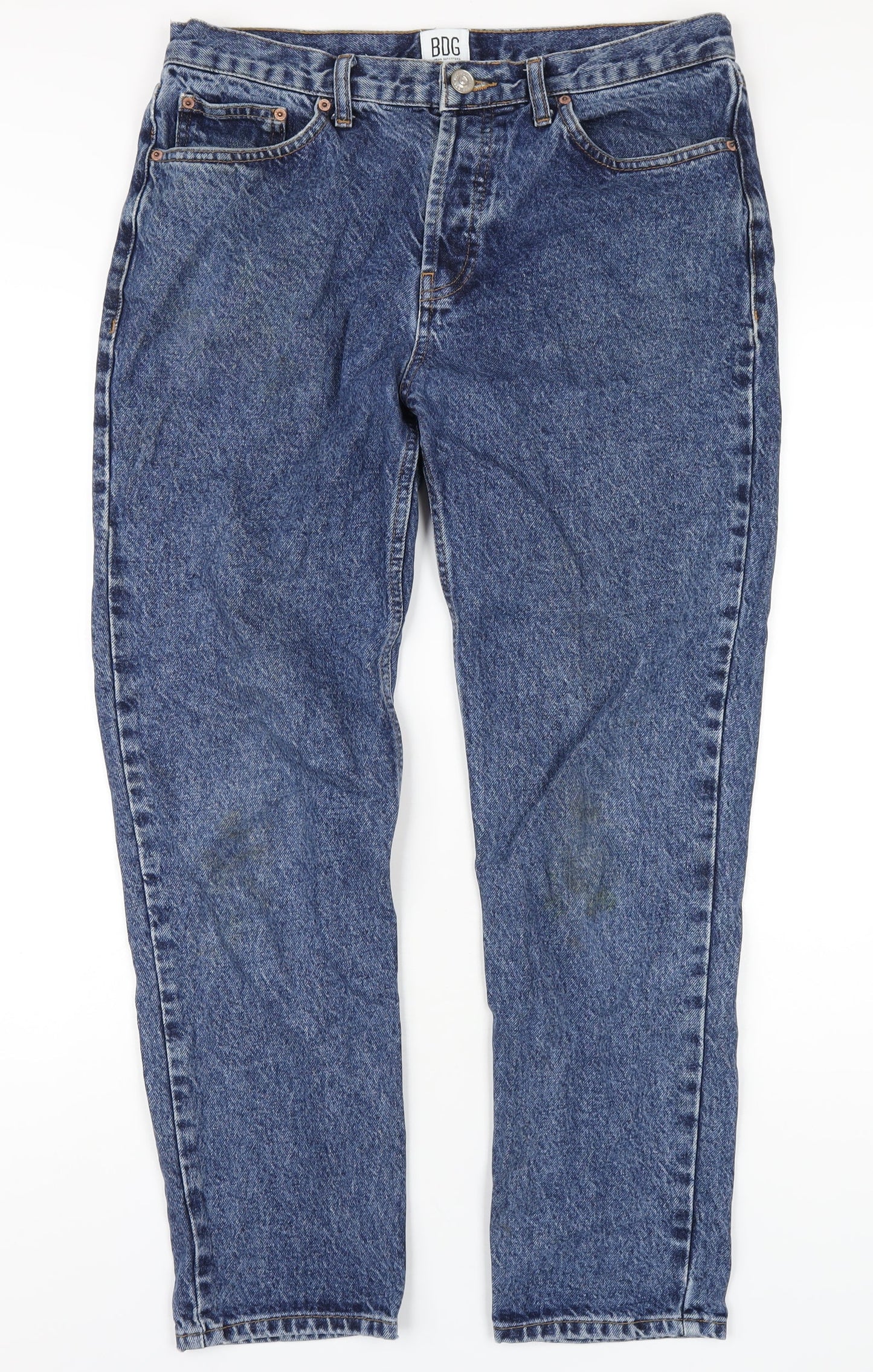 BDG Womens Blue Cotton Straight Jeans Size 32 in L32 in Regular Zip